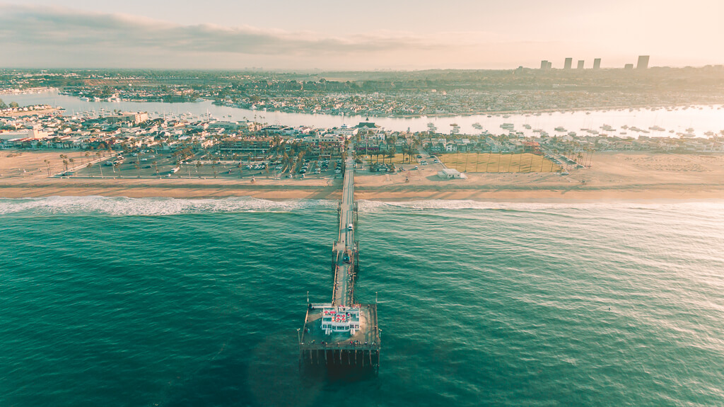 Newport Beach Pier aerial shot