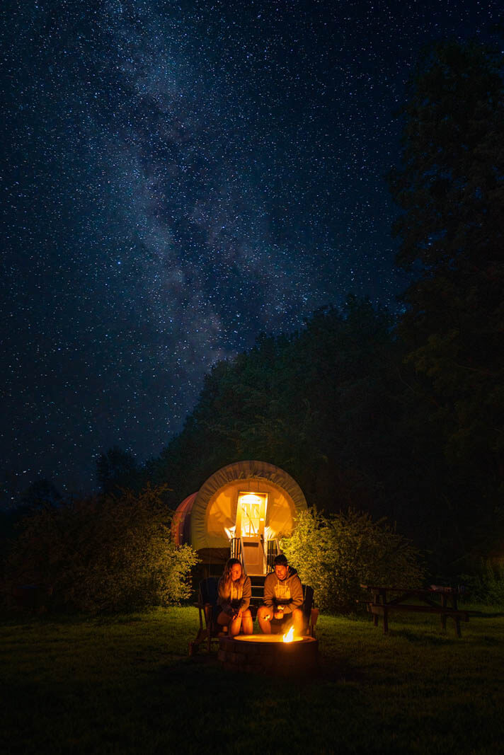 Roscoe Campsite Park conestoga covered wagons glamping experience in the Catskills new york